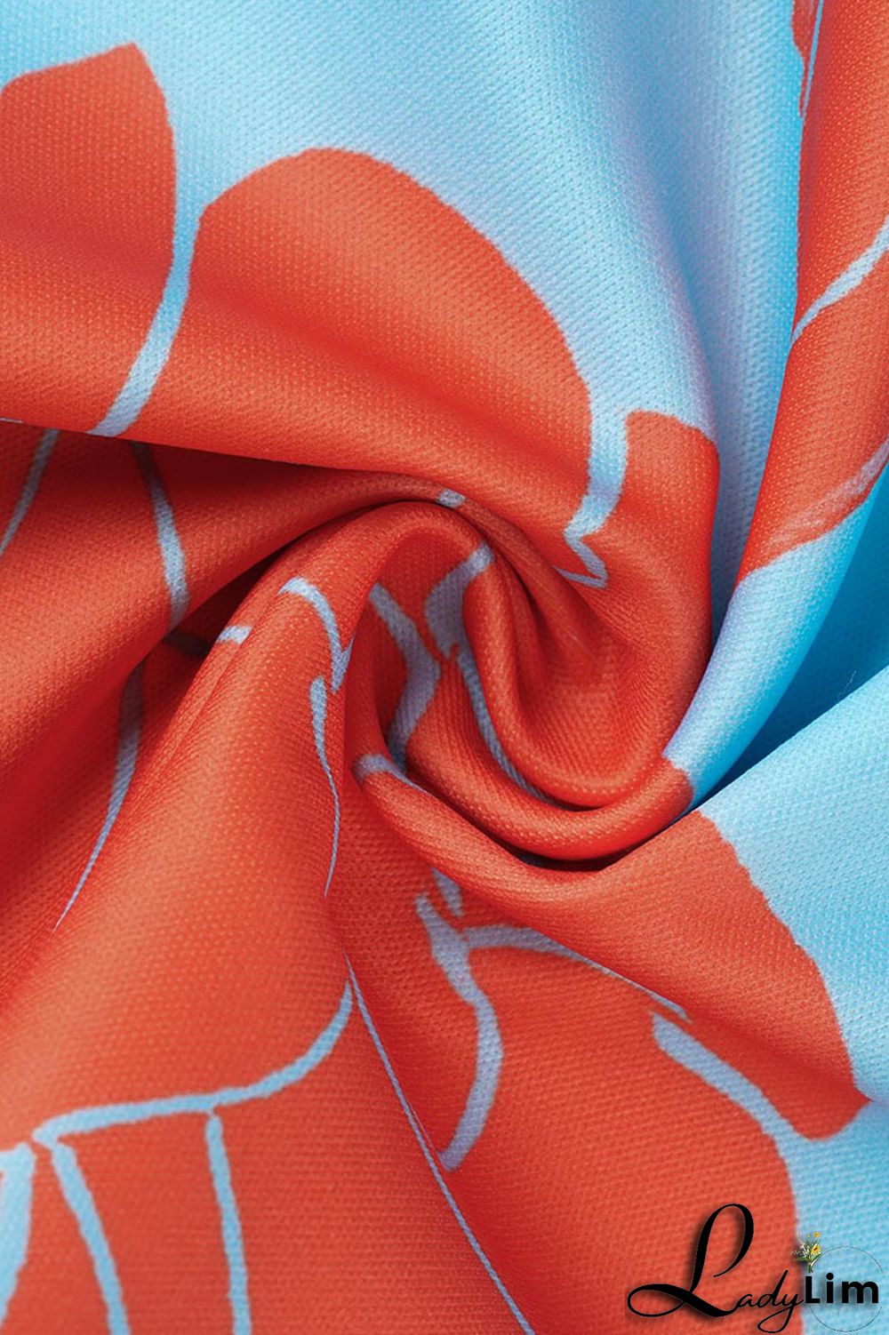 Light Blue Fashion Casual Print Patchwork Backless Off the Shoulder Short Sleeve Two Pieces