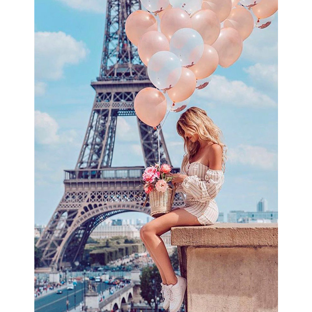 

30*40CM - Round Drill Diamond Painting - Eiffel Tower Beauty, 501 Original