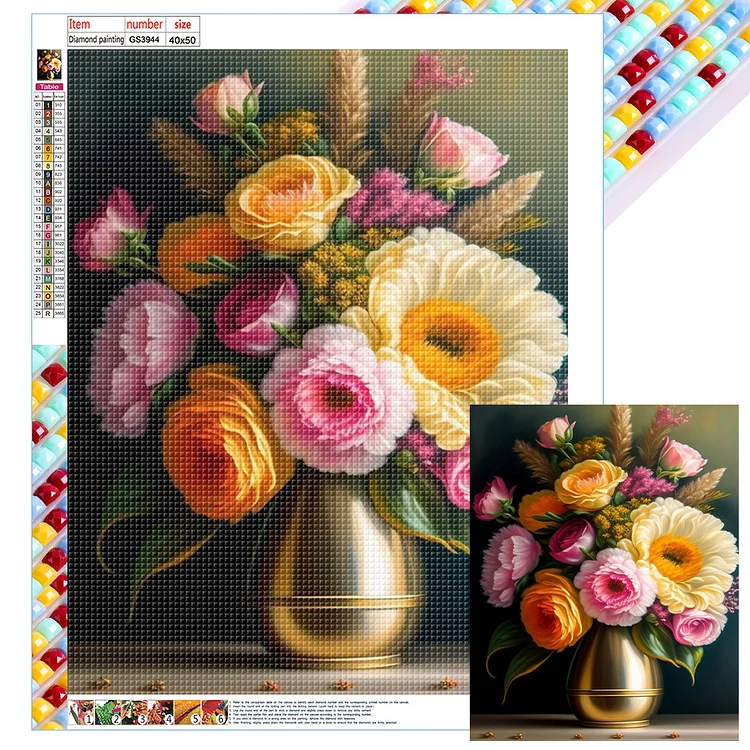 Painting By Number Flower Arranging 40x50 Diamond Painting On