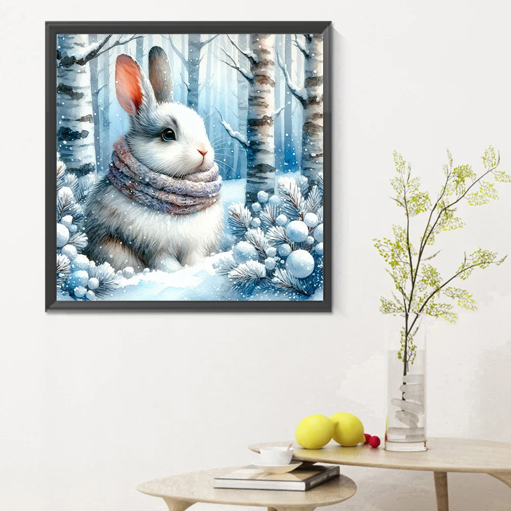 Diamond Painting - Full Round Drill - Winter Rabbit(Canvas|30*30cm)