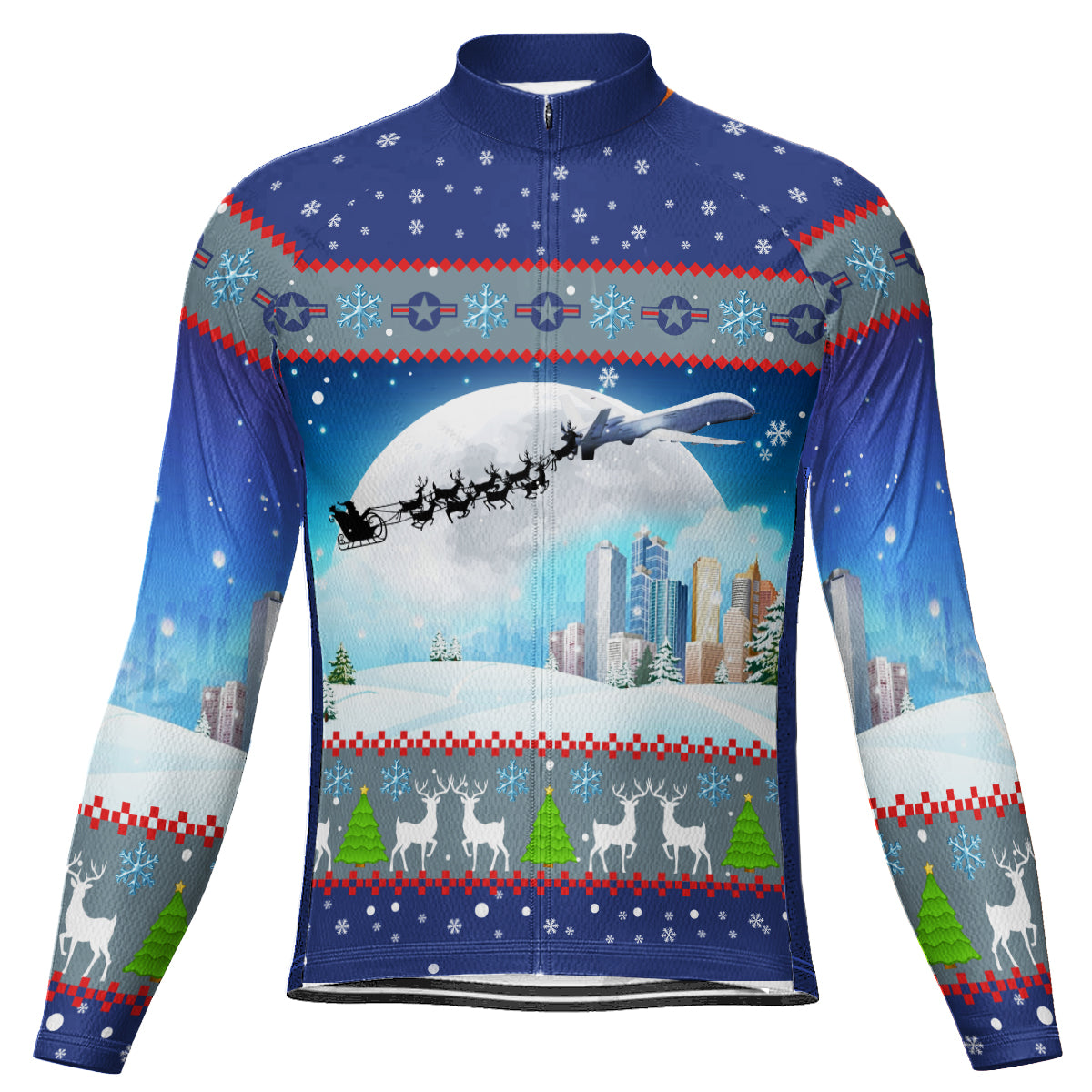Customized General Atomics MQ-9 Reaper Santa's Sleigh Christmas Cycling Jersey For Men | captainssportss.com