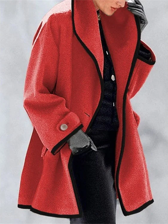 Women plus size clothing Red - Women's Shift Casual Long Sleeve Cardigan-Nordswear