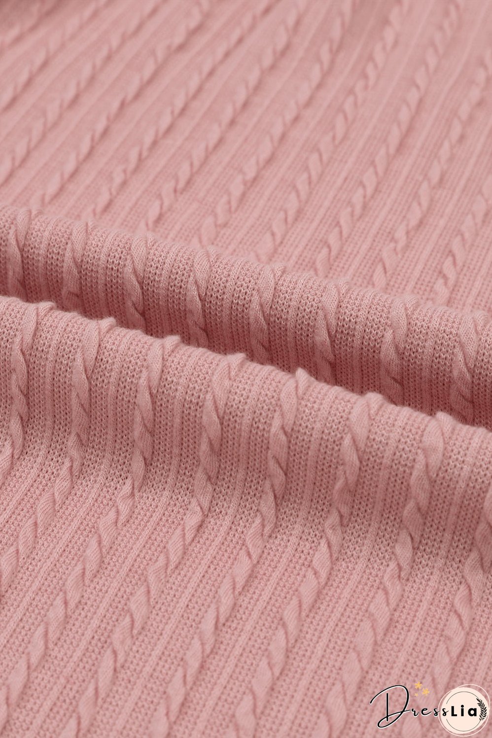 Pink Cozy Ribbed Round Neck Knit Long Sleeve Top