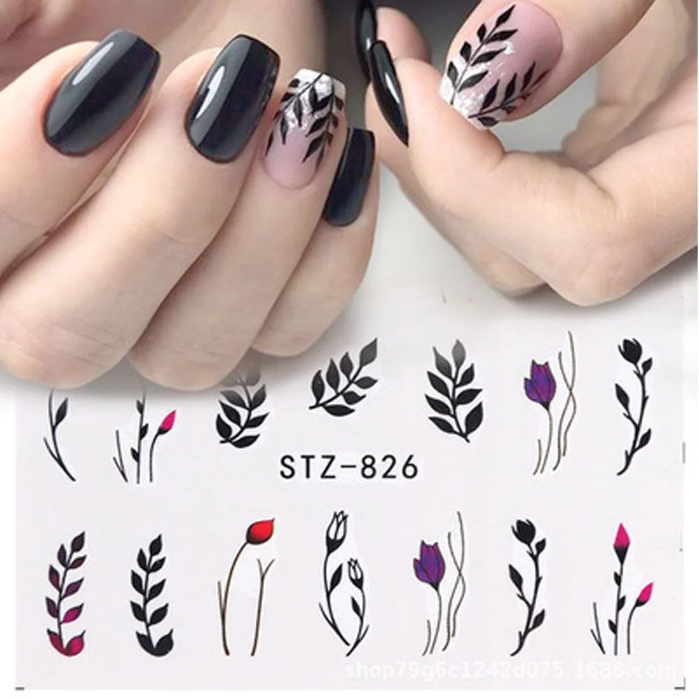 Churchf Palm Tree Coconut Tree Leaf Flower Design Nail Stickers Summer Nail Art Decoration Water Transfer Sliders For Nails DIY-Nail Inspo