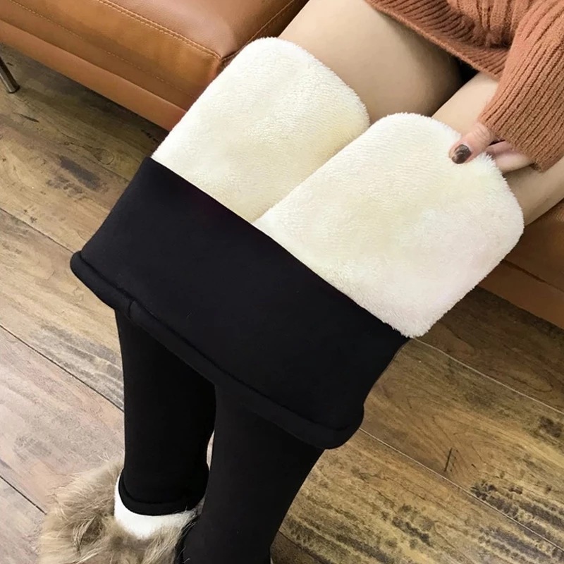 Warm Solid Color Thickened Lambswool Pants