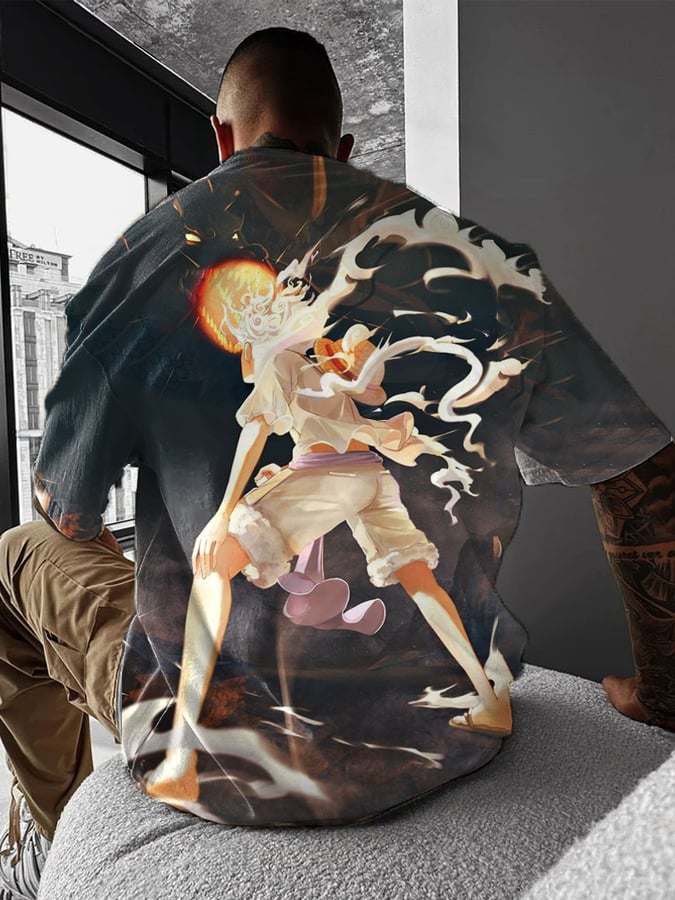 Men's Fashion Anime Print Short Sleeve T-Shirt