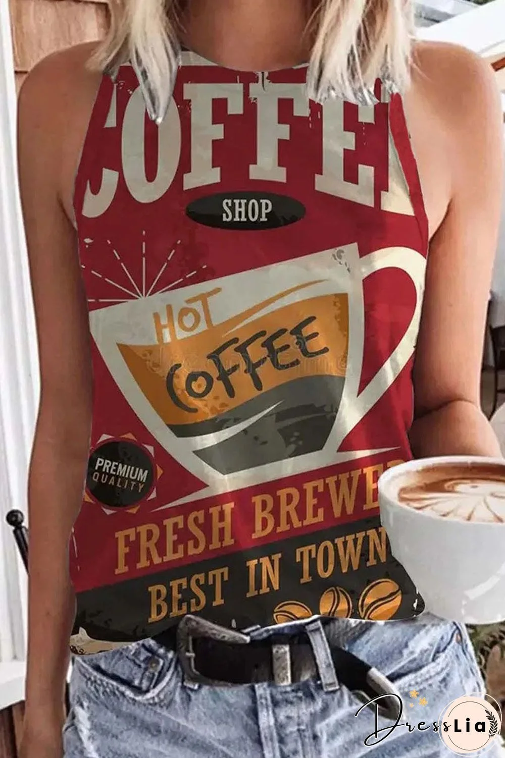 Fashion Street Print Patchwork O Neck Tops