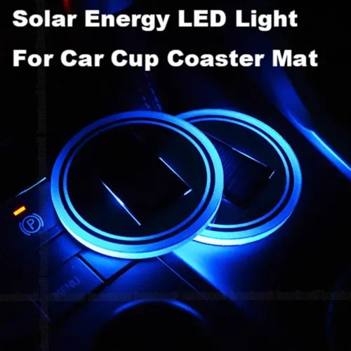 Dronehint Blue LED Solar Cup Pad Car Interior Accessories Light Cover Decor Lights Parts (For: Acura) Parts