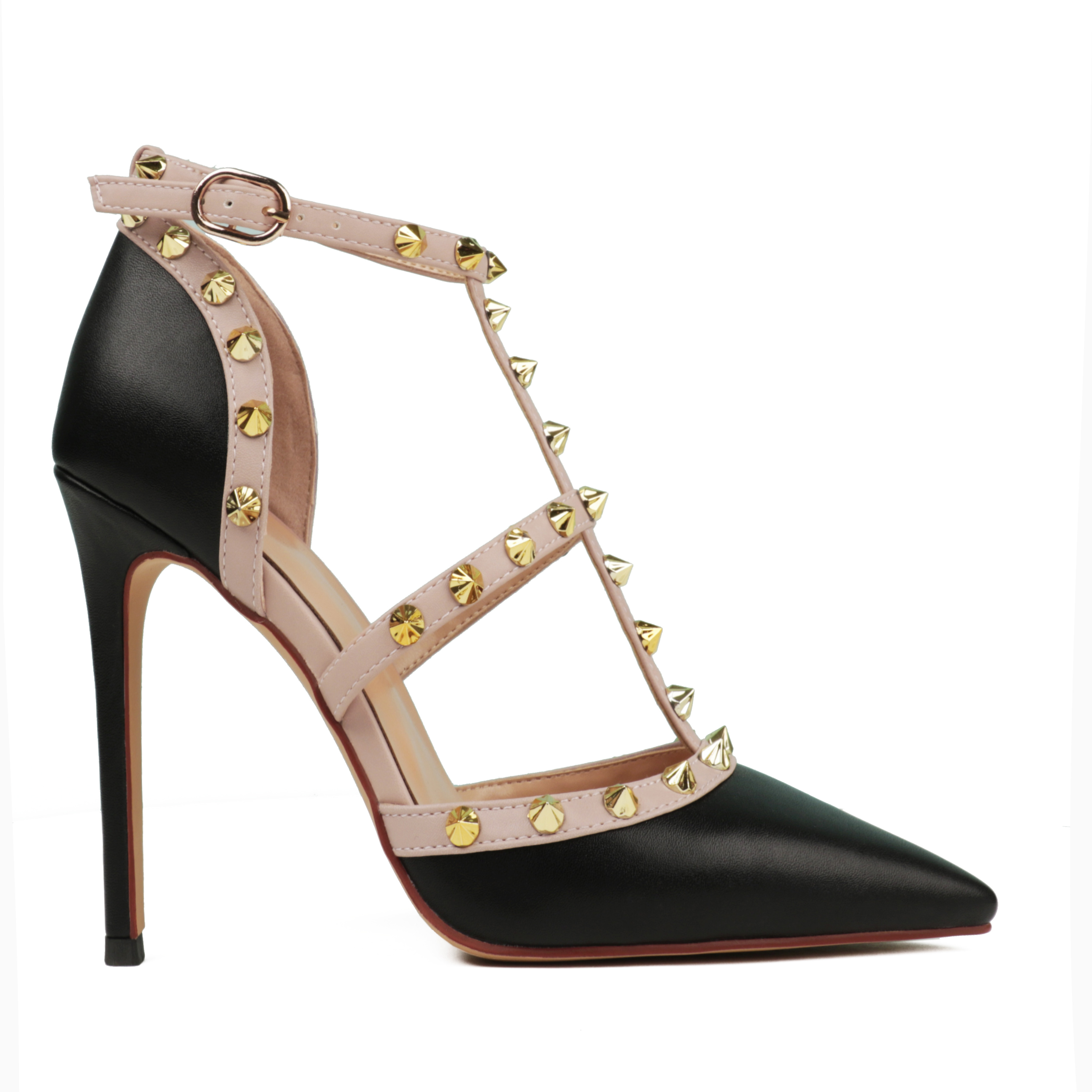 4" Rivets Studs Summer Strappy Shoes Party Wedding Heeled Sandals-MERUMOTE