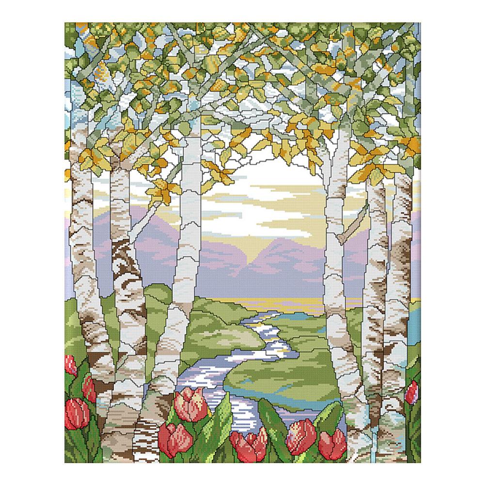 

Summer In The Birch Forest - 14CT Stamped Cross Stitch - 49*58cm, 501 Original