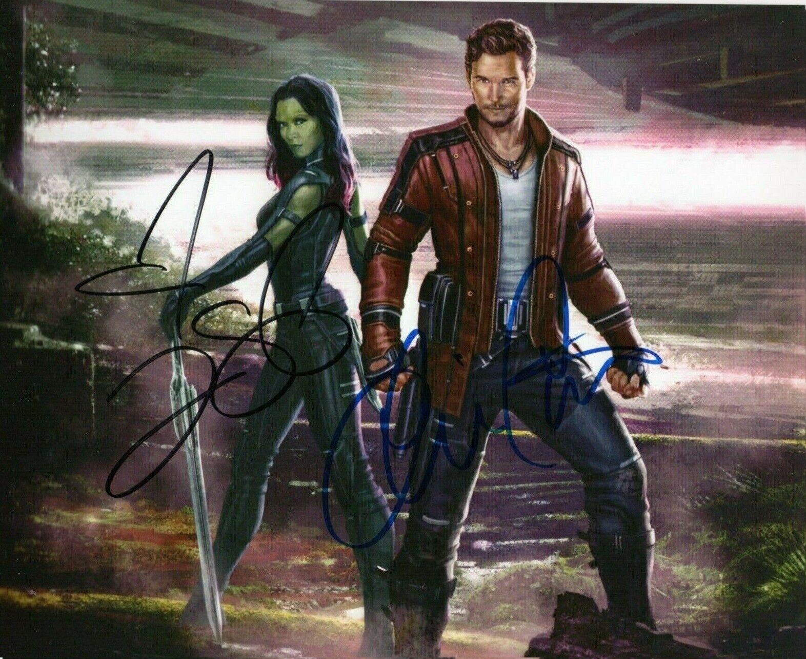 Chris Pratt / Zoe Sald Autographed Signed 8x10 Photo Poster painting ( Avengers ) REPRINT