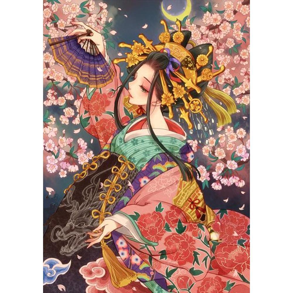 Geisha in Pink - Full Round Diamond Painting