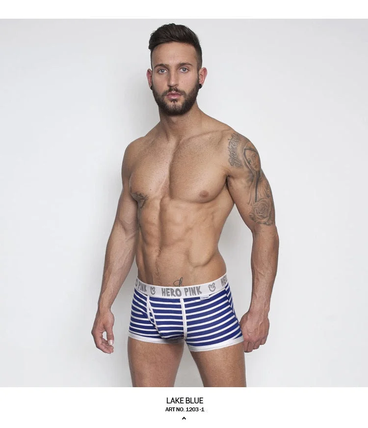 Aonga 2023 New Men Boxers Shorts Male  stripe U convex Underpants Breathable Underwear