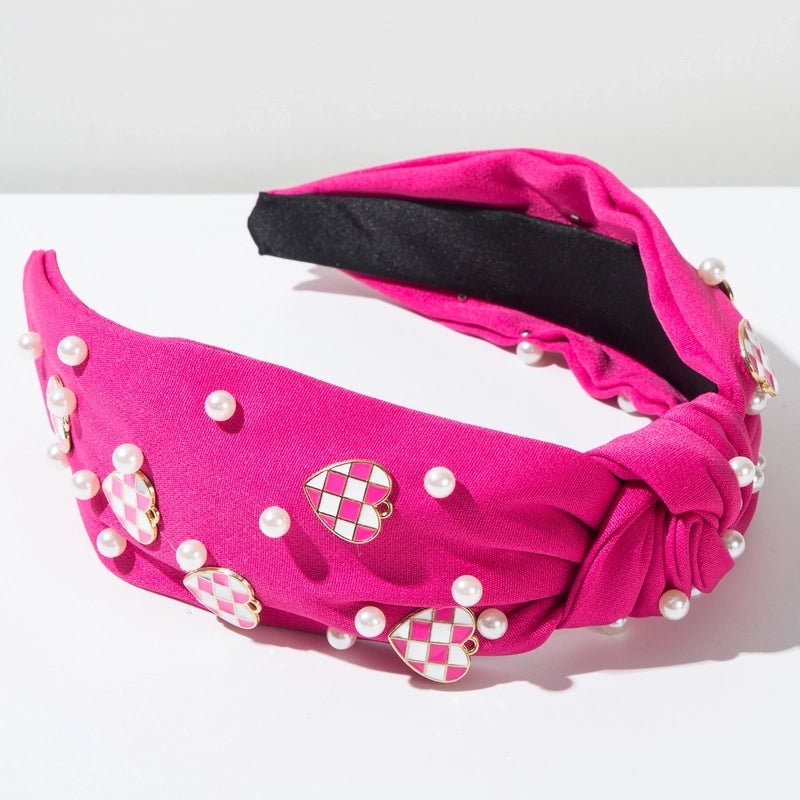 Women’s Elegant Heart Shape Imitation Pearl Alloy Cloth Hair Band