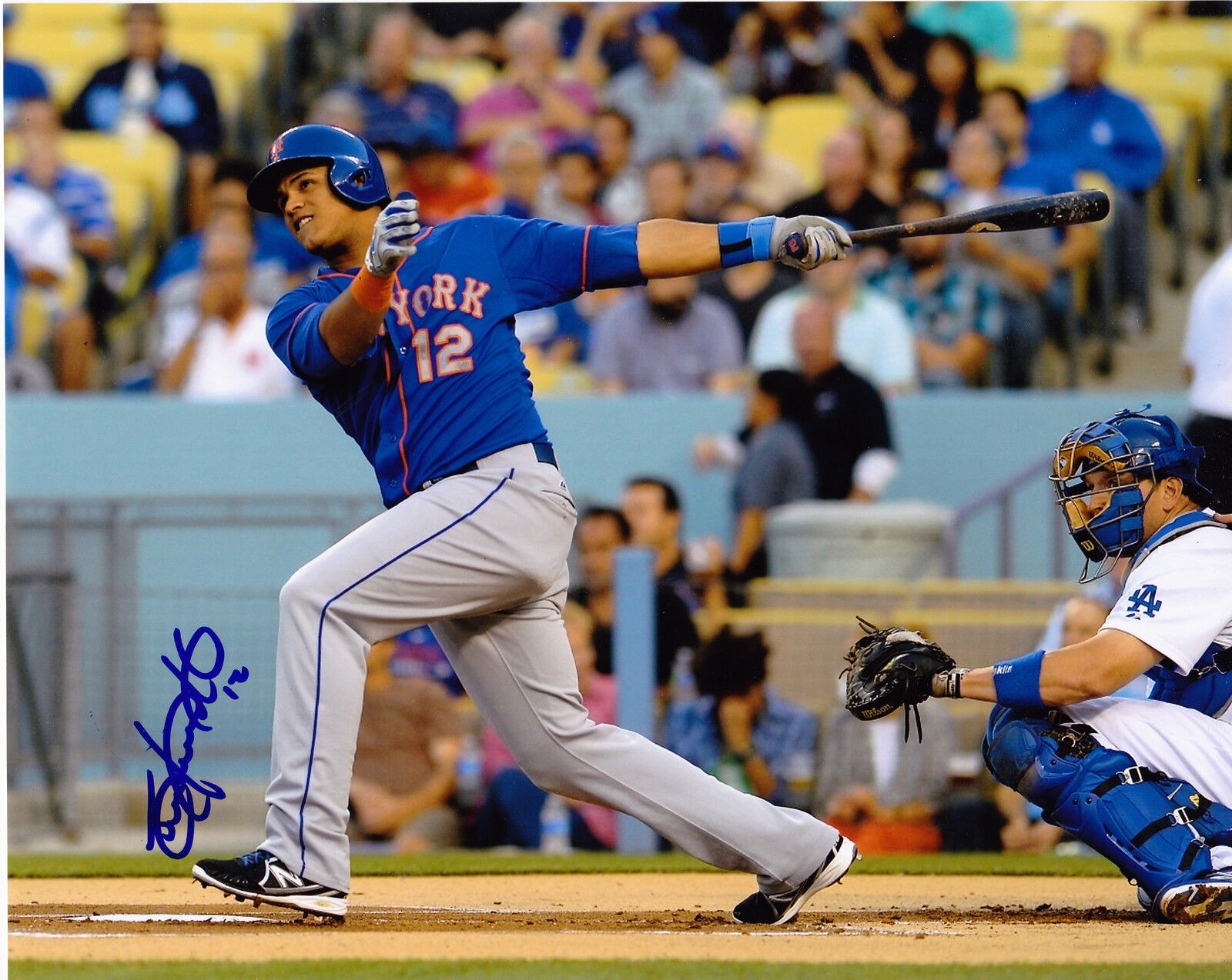 JUAN LAGARES NEW YORK METS COLOR ACTION SIGNED 8x10