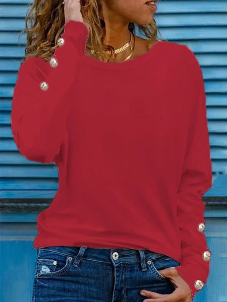 Plain Cotton Blends Shirts & Tops
