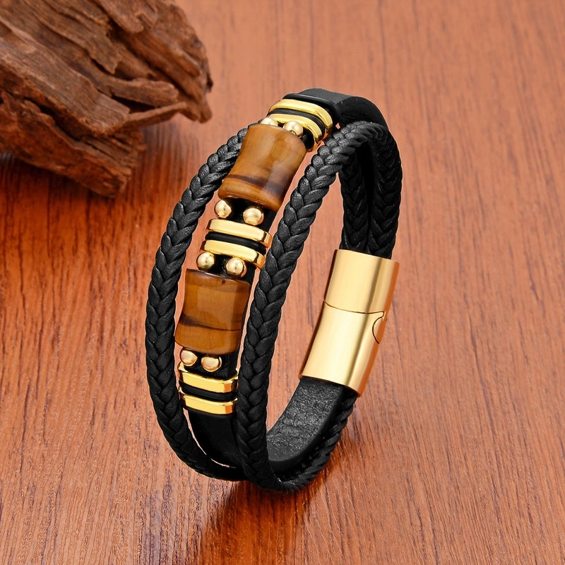 Punk Classic Style Commute Geometric Leather Rope Metal Men's Bracelets
