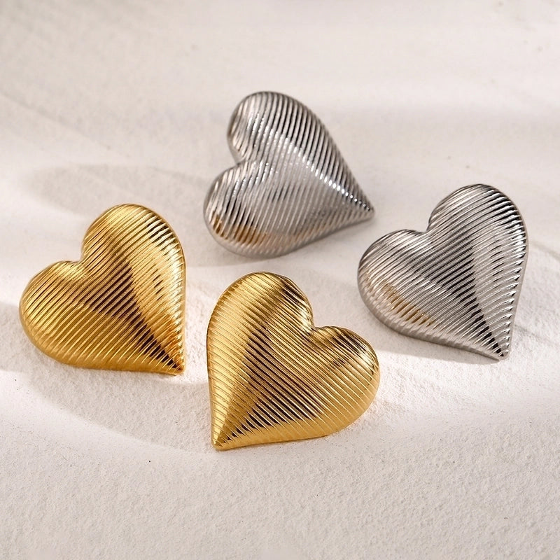 1 Pair Minimalist Classic Style Heart Shape Plating 316 Stainless Steel  18K Gold Plated Ear Studs
