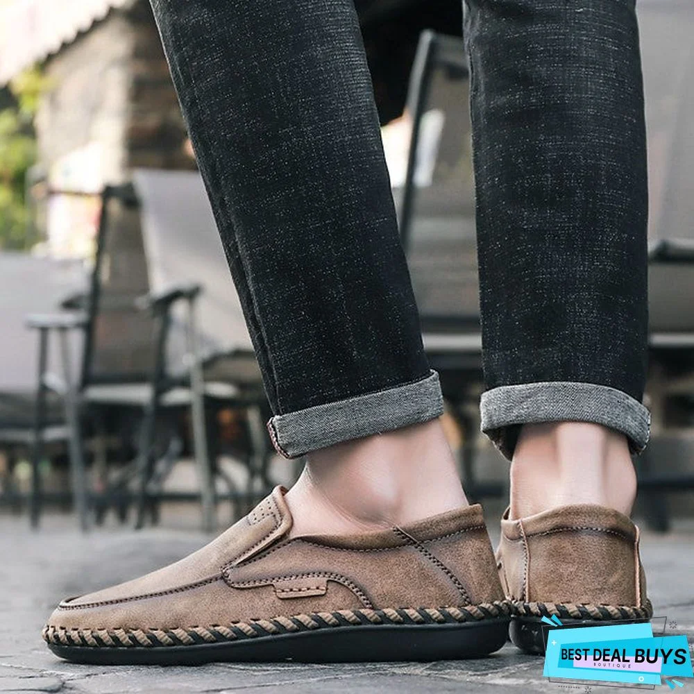 Men's Microfiber Fall / Spring & Summer Vintage / Casual Boat Shoes Walking Shoes Breathable Black / Brown / Khaki