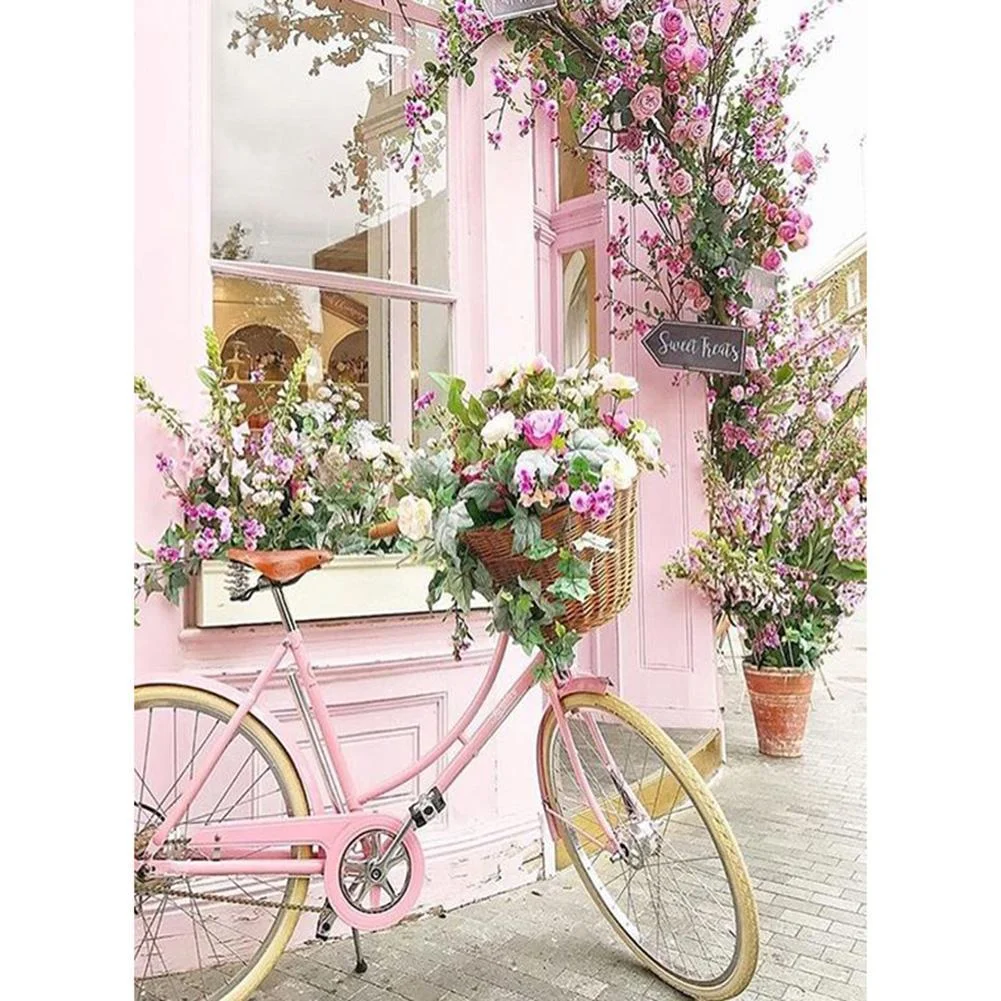 Diamond Painting - Full Round Drill - Pink Bicycle(30*40cm)