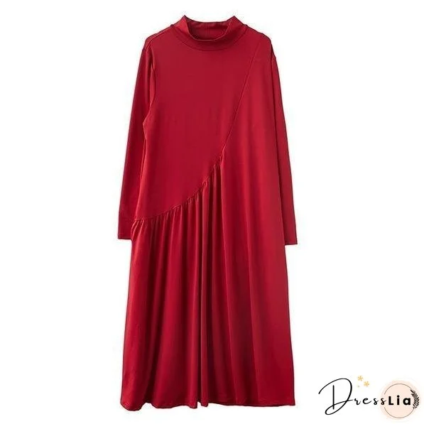 long sleeve plus size knitted vintage for women casual loose spring autumn dress