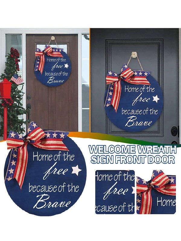 Independence Day Door Decoration Round Sign for Home Garden Holiday Supplies-elleschic