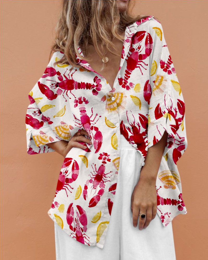 Rotimia Abstract lobster patchwork print shirt