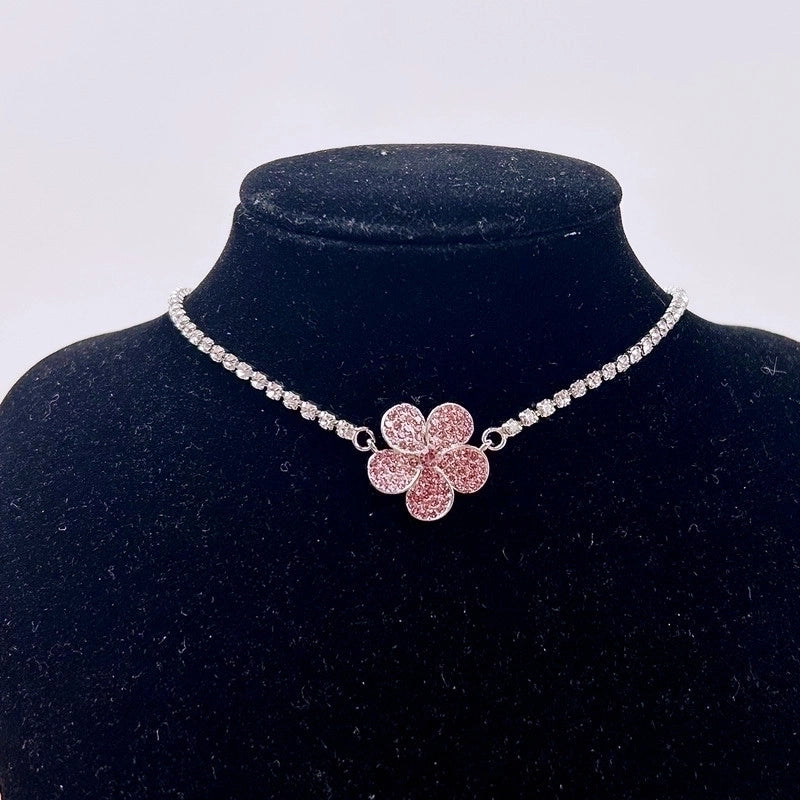 Casual Minimalist Flower Bow Knot Titanium Steel Plating Inlay Zircon Necklace