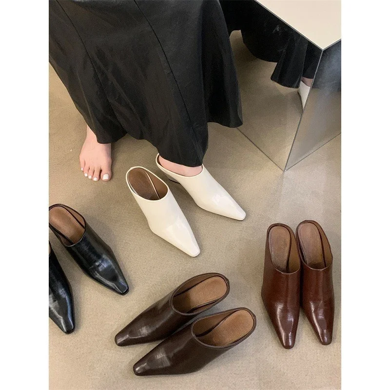 Breakj Breakj Half Slippers Women Small Head Slope And High Heel Cool Drag Fashion Outside Wearing Coarse Heel Lazy Muller Shoes