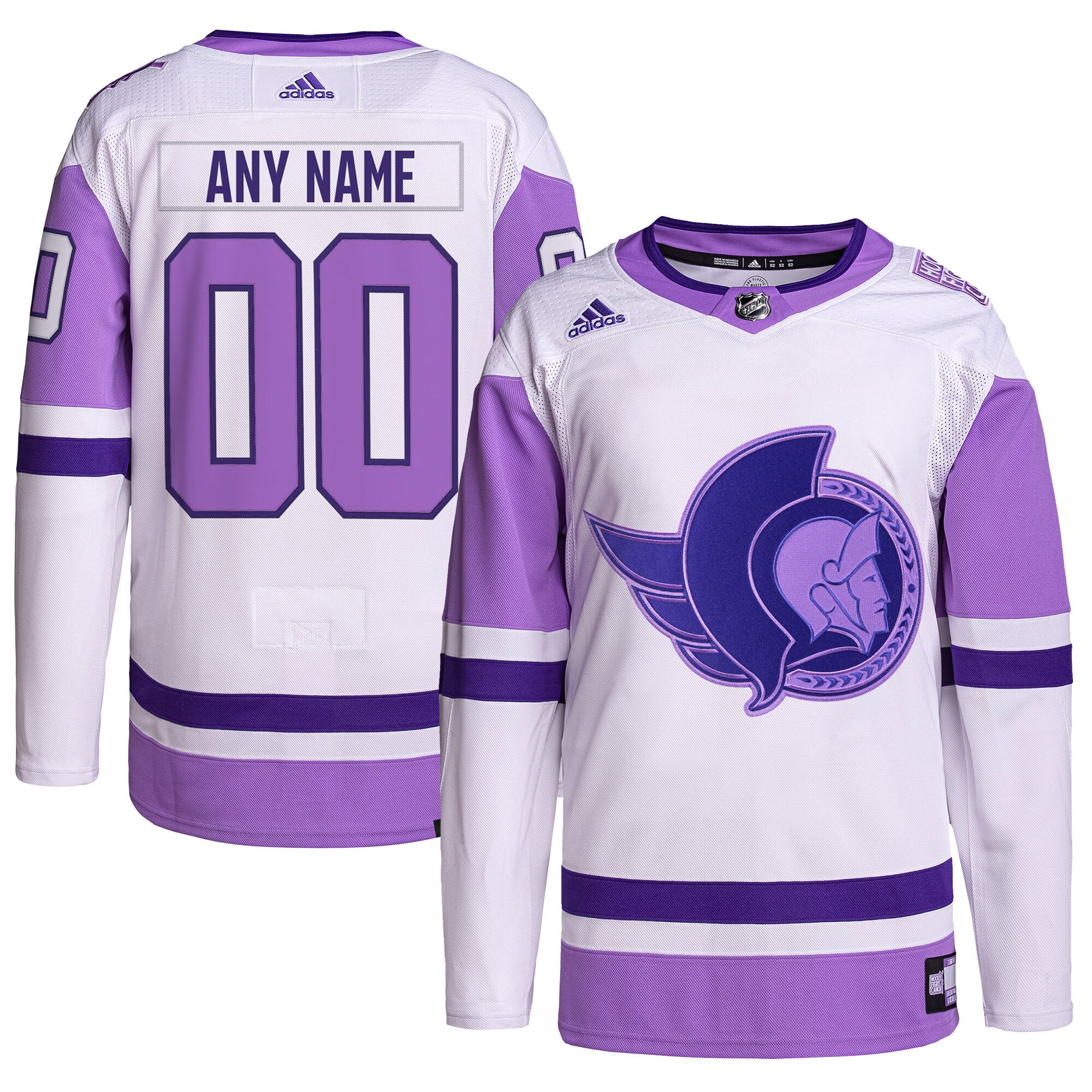 Ottawa Senators  Hockey Fights Cancer Primegreen  Custom Jersey – White/Purple mysite