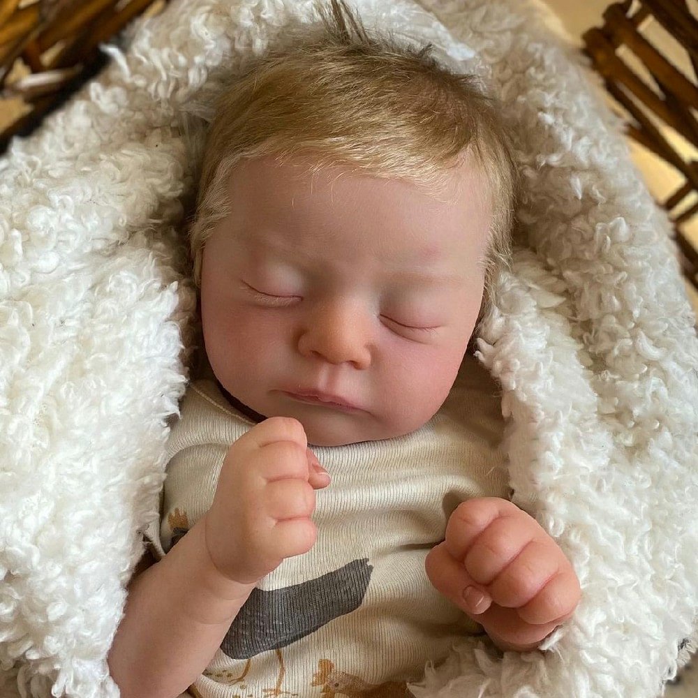 17" Cute Lifelike Handmade Sleeping Baby Doll Carter,Special Gifts For Children