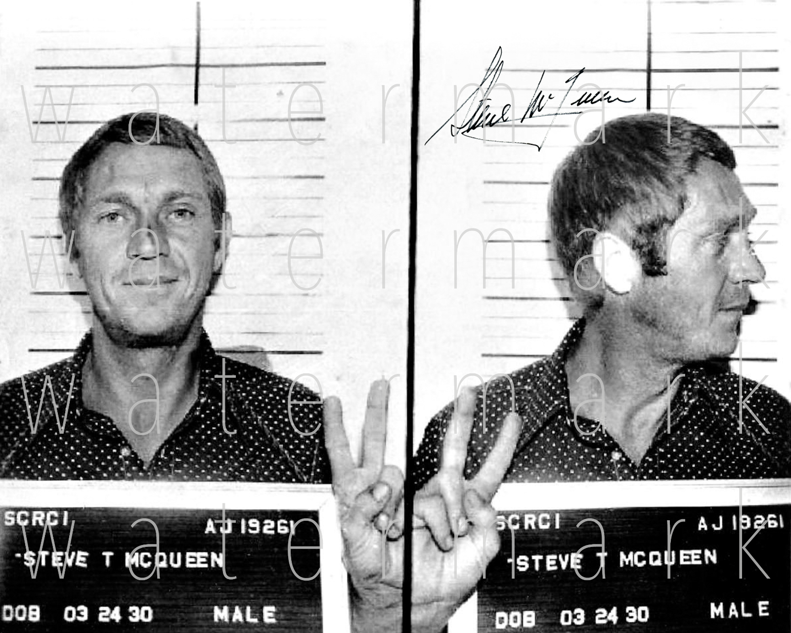 Steve McQueen Mugshot signed 8X10 Photo Poster painting picture poster wall art autograph RP