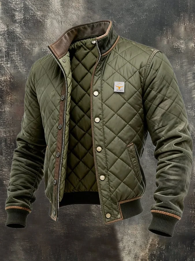 Herren-Retro-Steppjacke mit Rei&szlig;verschluss, warm und warm 