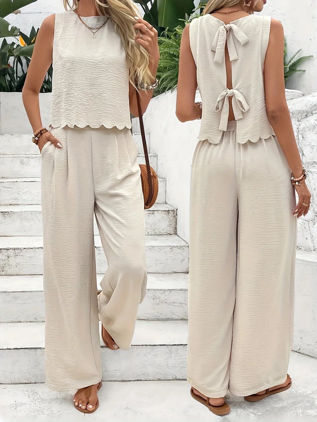 Summer Women's Sleeveless Lace Suspender Pants Set New Fashion | IFYHOME