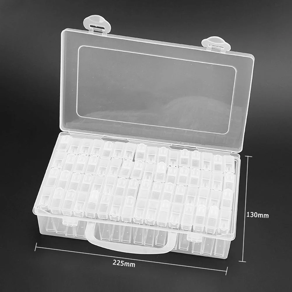 64 Grids Clear Plastic Diamond Storage Box DIY Diamond Painting Drill Case