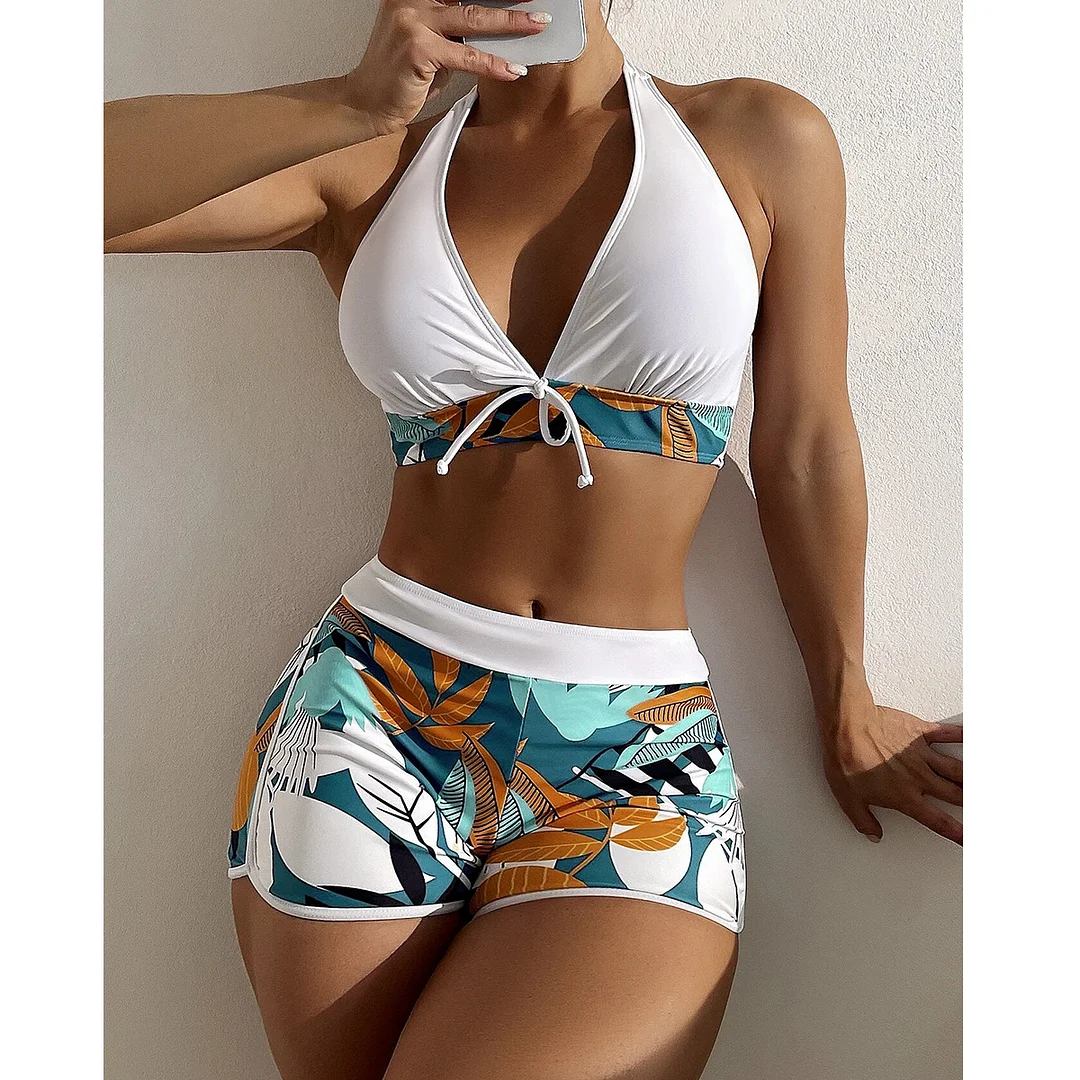 Women's Split High Waist Flat Angle Awimsuit