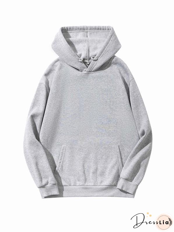 Kangaroo Pocket Drawstring Hoodie for Women