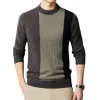 Striped pure wool trendy crew neck sweater