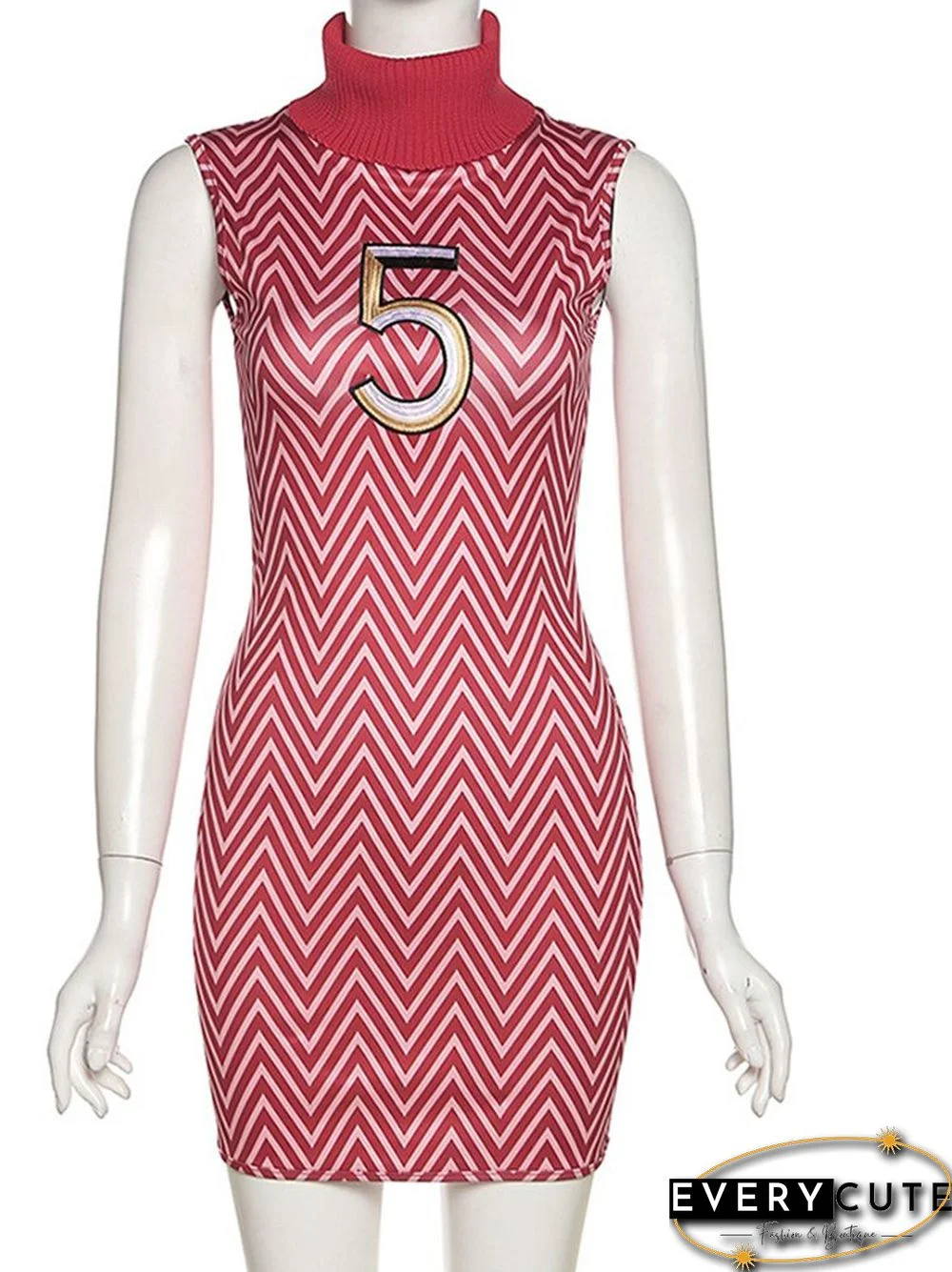 HAOYUAN Sexy Turtleneck Sleeveless Bodycon DressesFor Women Fashion Clothes Embroidery Birthday Club Outfits Night Party Dress