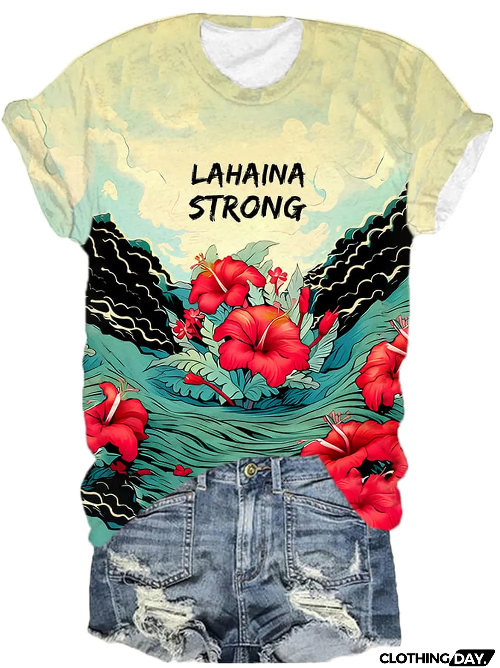Women's Lahaina Strong Hibicus Casual T-Shirt
