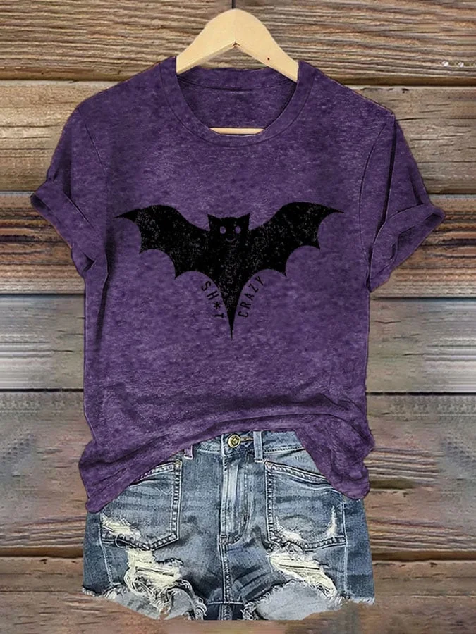 Women Sh*t Crazy Bat Print T-shirt