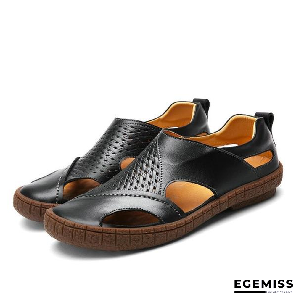 Men's Fashion Designers Sandals Split Leather Slippers Slip On Sandal Shoes | EGEMISS