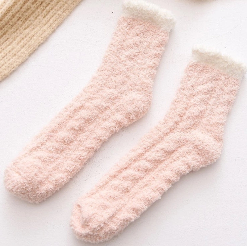 Coral Velvet Socks Women’s Autumn And Winter Velvet Thickened Towel Floor Socks Mid-tube Moon Socks Long-tube Sleep Socks Warm