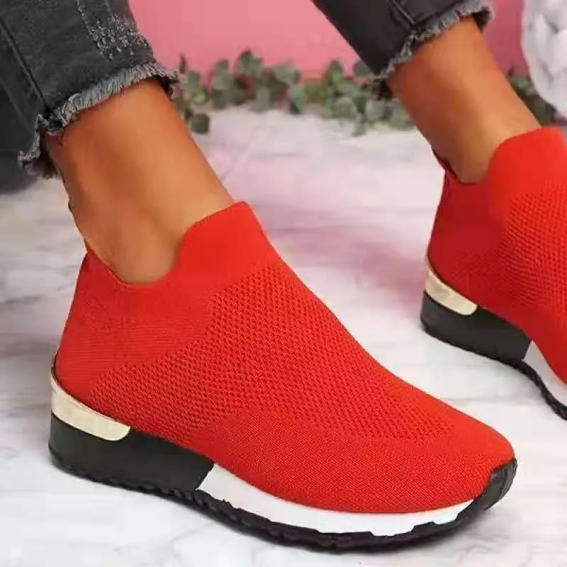 Women plus size clothing Sock shoes stretch cloth shoes casual foot wedge heel Sneakers-Nordswear