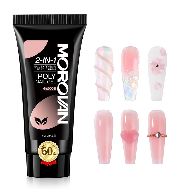 Pink Color 2-in-1 Solid Poly Nail Gel 2OZ