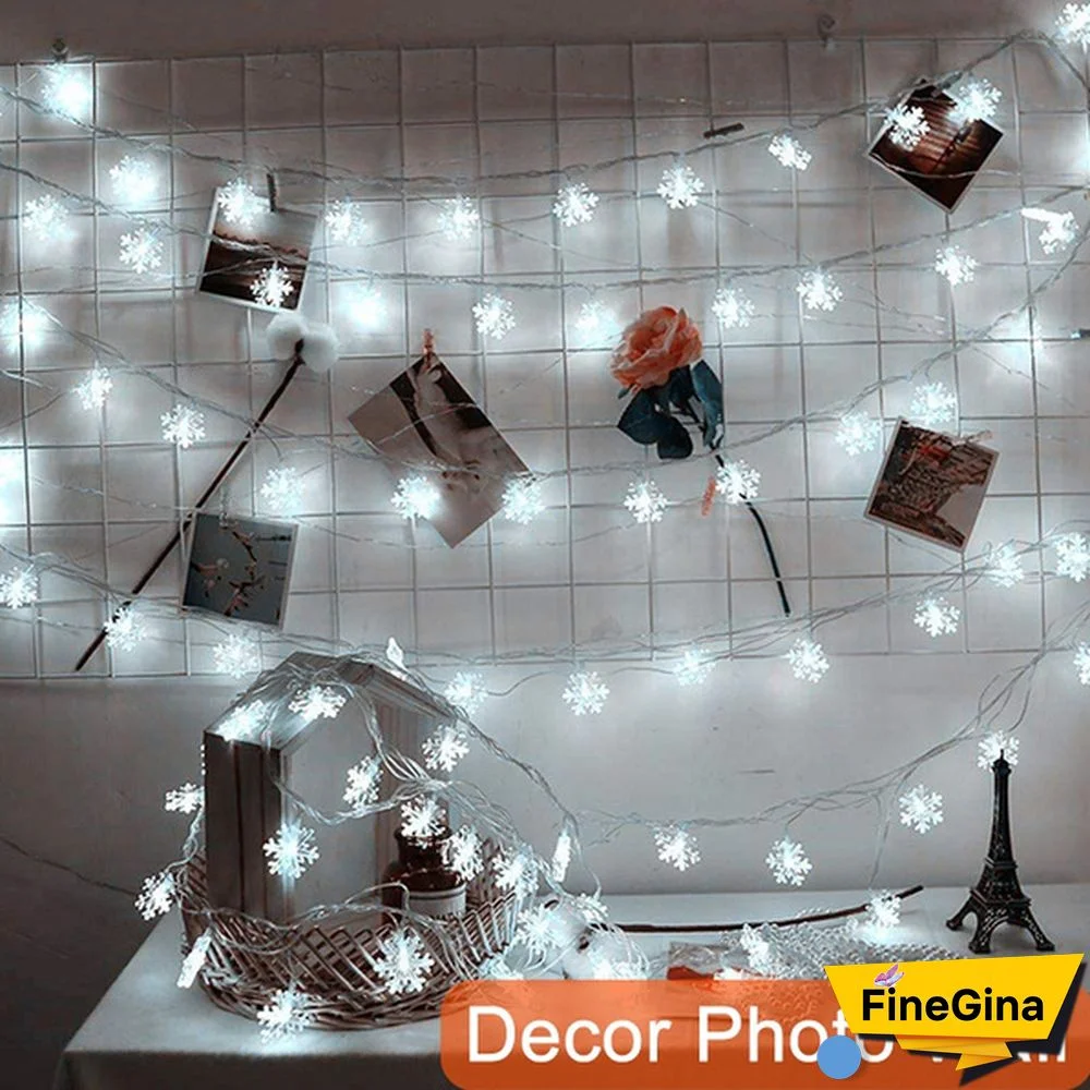 Battery Operated Snowflake Fairy String Lights For Indoor Outdoor Home Bedroom Patio Room Garden Party Xmas Christmas Tree Decorations(Battery Is Not Include)