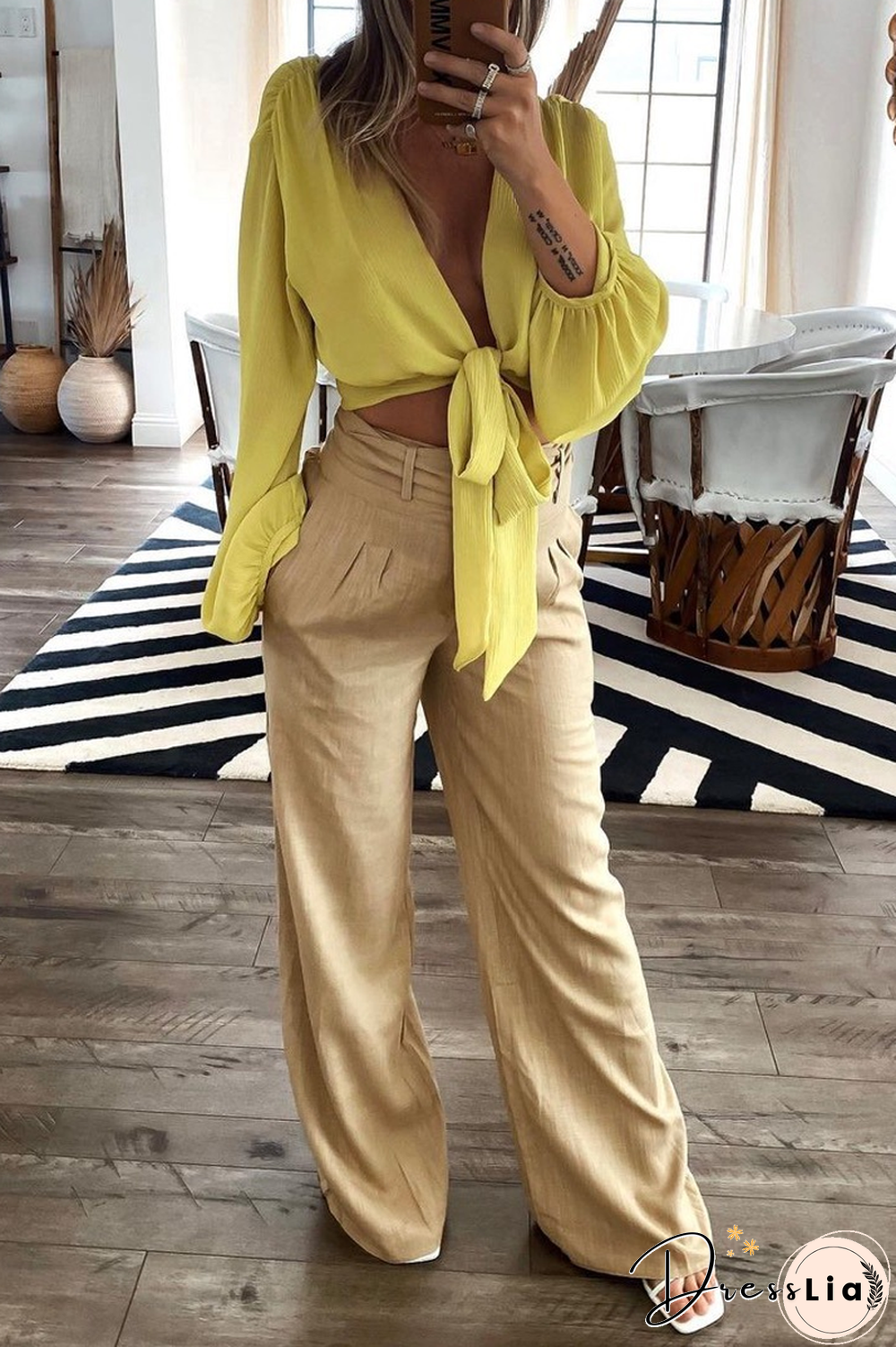 KarliDress Vittoria Tie Front Crop Blouse P12877