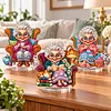 (Grandma)DIY Pearl Diamond Painting Acrylic Stand, Christmas Double-Sided Printed Tabletop Decoration, Special Shaped Diamond Art Craft Kit for Home Decor
