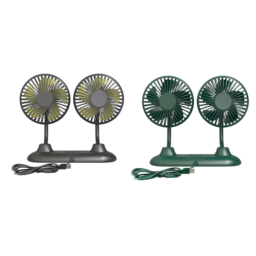 

Summer Car USB Dual-Head Fan Portable Quiet Auto Interior Air Cooling Fan, Dark green, 501 Original