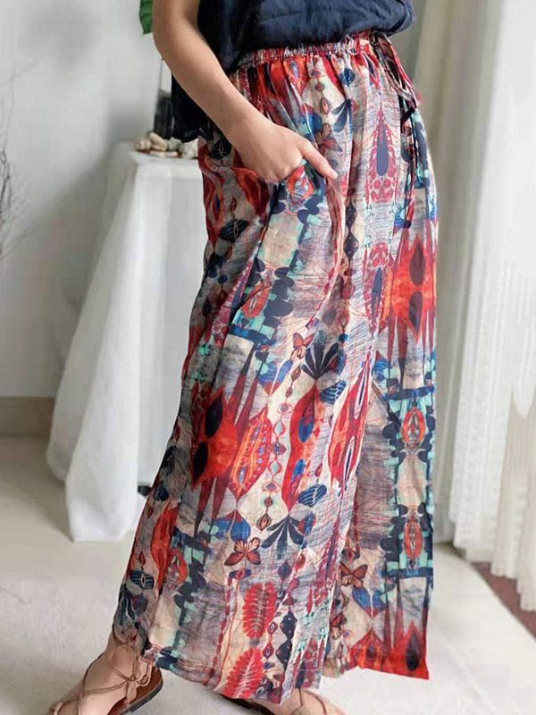 Casual Floral Wide-Leg Thin Yoga Casual Pants